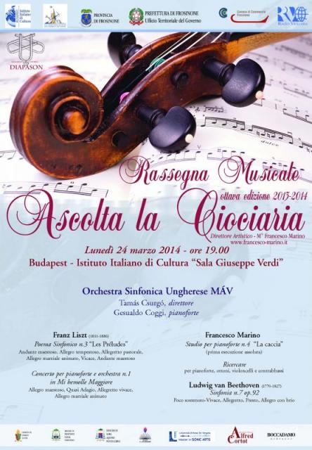 Rassegna musicale "Ascolta la Ciociaria" - programma realizzato a Budapest Rassegna musicale "Ascolta la Ciociaria" - programma realizzato a Budapest